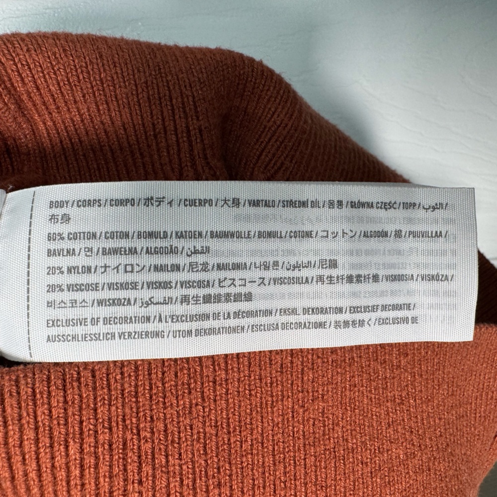 Abercrombie Ribbed Puff Sleeve Sweater XS Fitted Rust Orange - Picture 3 of 5
